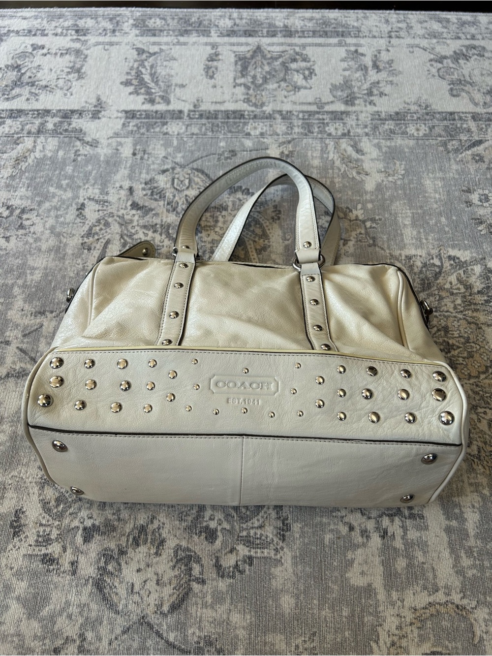 Coach Studded Leather Satchel Bag - Picture 4 of 14